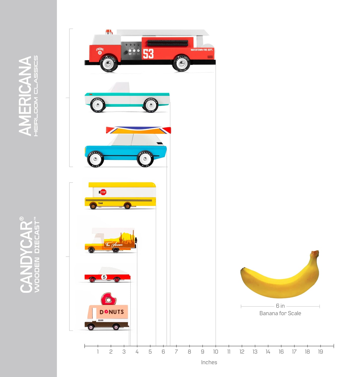 Candycar Wooden Diecast Collection - Sheriff Truck, Premium Handcrafted Beech Wood Toy Car