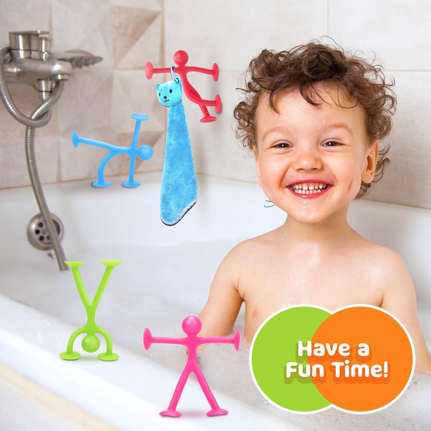 Richtim Kids Humanoid Suction Sensory Toys - 24 Pack Creative Bath Suction Toys for Boys & Girls, Ideal for Building & Connecting
