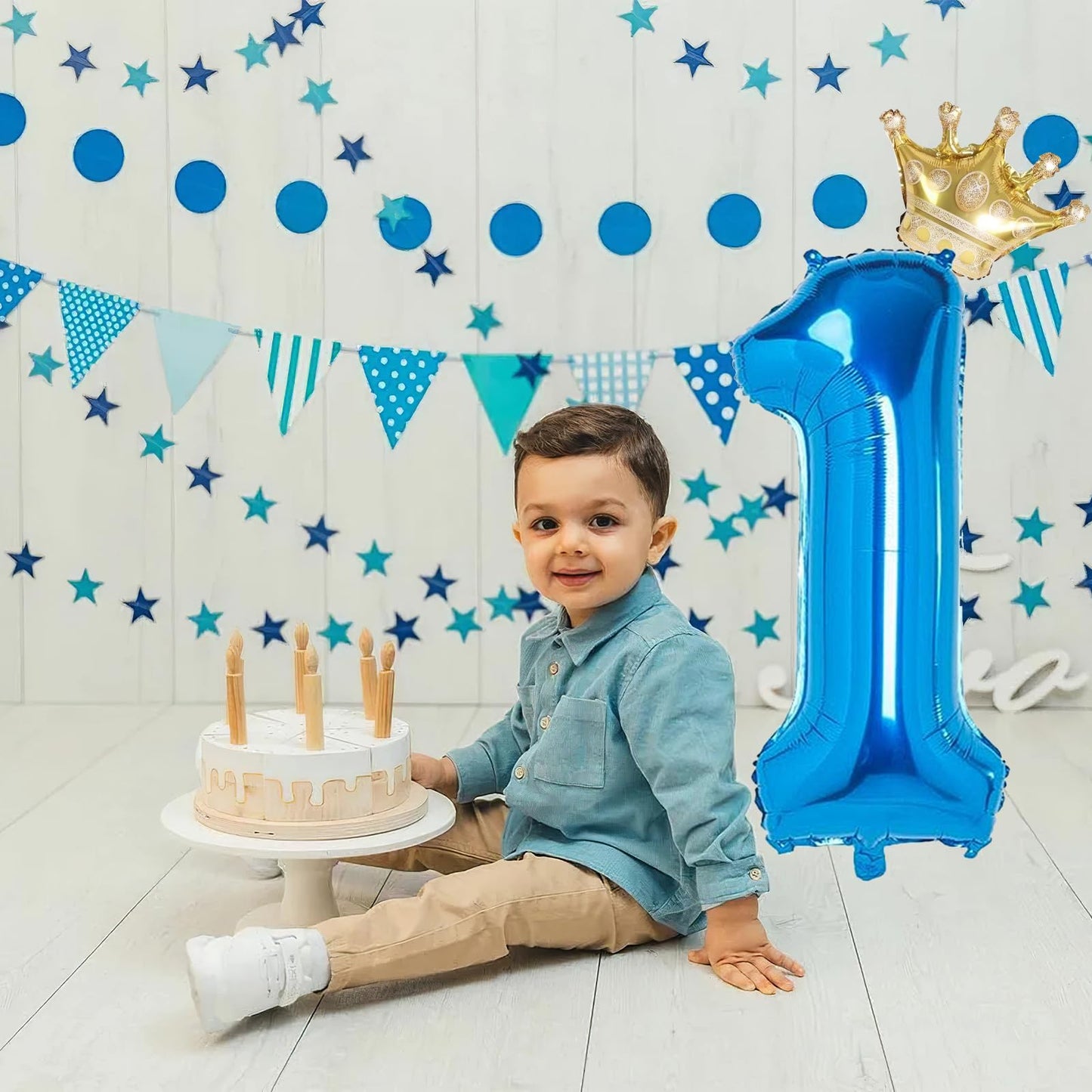 1 Number Balloon Purple 40 Inch Big Foil Crown Helium 1St Balloons For 1 Year Old Boy Girl Birthday Party Decorations Wedding An