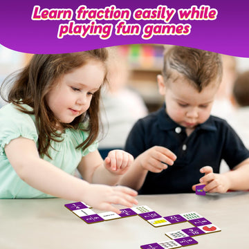 Kasfalci Fraction Dominoes Set,Math Games For Kids,Math Manipulatives,Counting Toys,Learning Games,Preschool Learning Activities