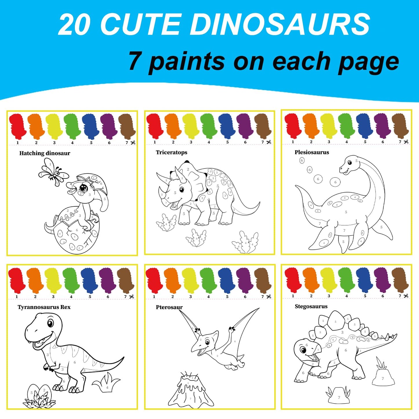 ALNETI Watercolor Painting Books for Toddlers - Dinosaur Arts & Crafts Kit, Large Art Paper, Ages 3-7, Perfect Dino Gifts