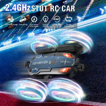 Paaxido Remote-Control-Car-Stunt-RC-Car, New Upgraded 2.4Ghz 4WD Double-Sided 360 Rotating RC Crawler with Headlights & Wheel Li