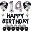 Naninuneno 14Th Black Silver Birthday Party Decorations For Boys Girls, Happy 14 Birthday Party Supplies With Black Happy Birthd