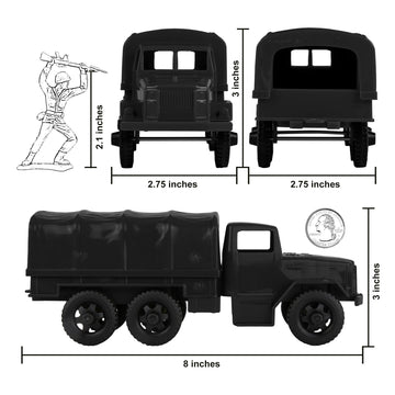 TimMee Plastic Army Men Trucks - Black M34 Deuce and a Half Cargo Vehicles US Made