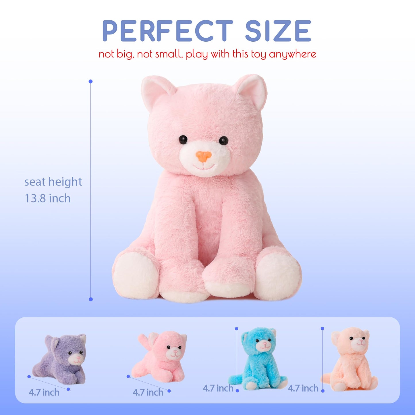 5 Pieces Cat Stuffed Animals For Girls,1 Mommy Cat With 4 Babies,Plush Stuffed Cat Toys Gifts For Kids 3 4 5 6 7 8 9 Years,Soft