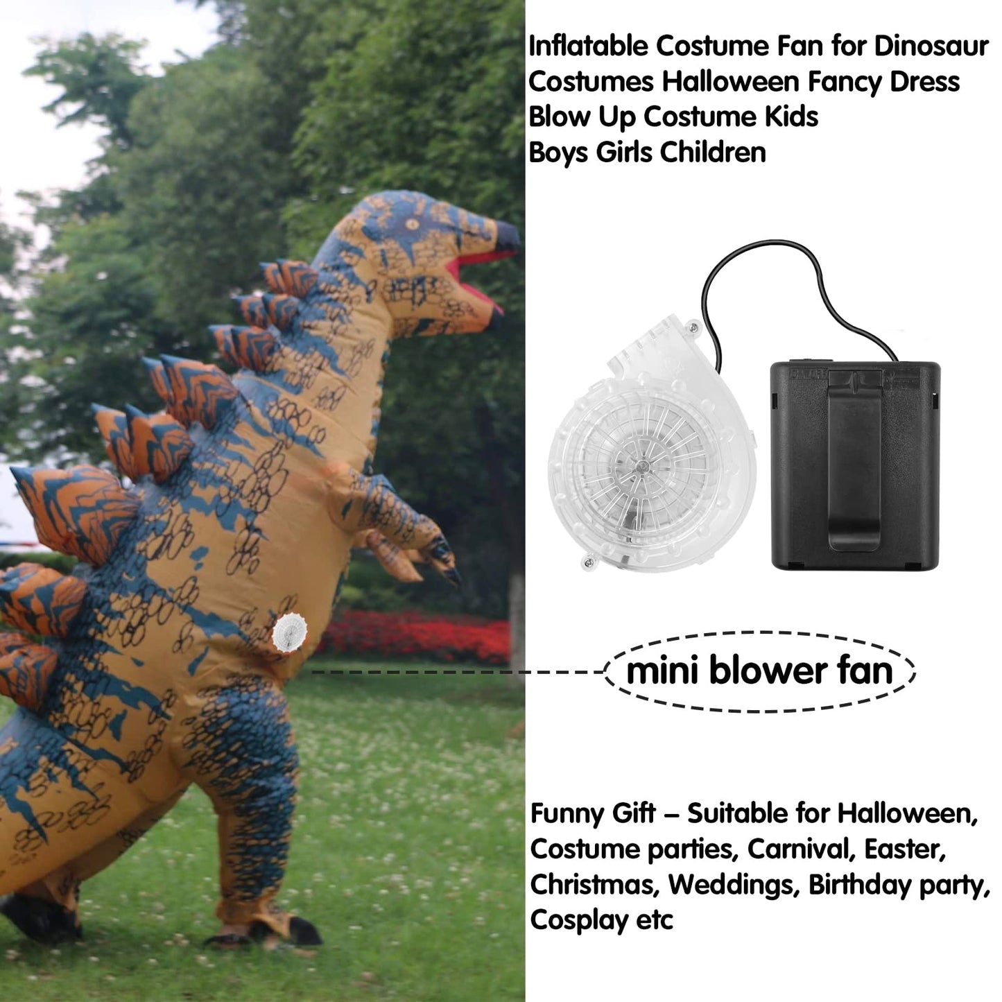 Wittocs Transparent Costume Fan Mini Blower Fan For Dinosaur Halloween Inflatable Blow Up Costume(Upgraded Version)