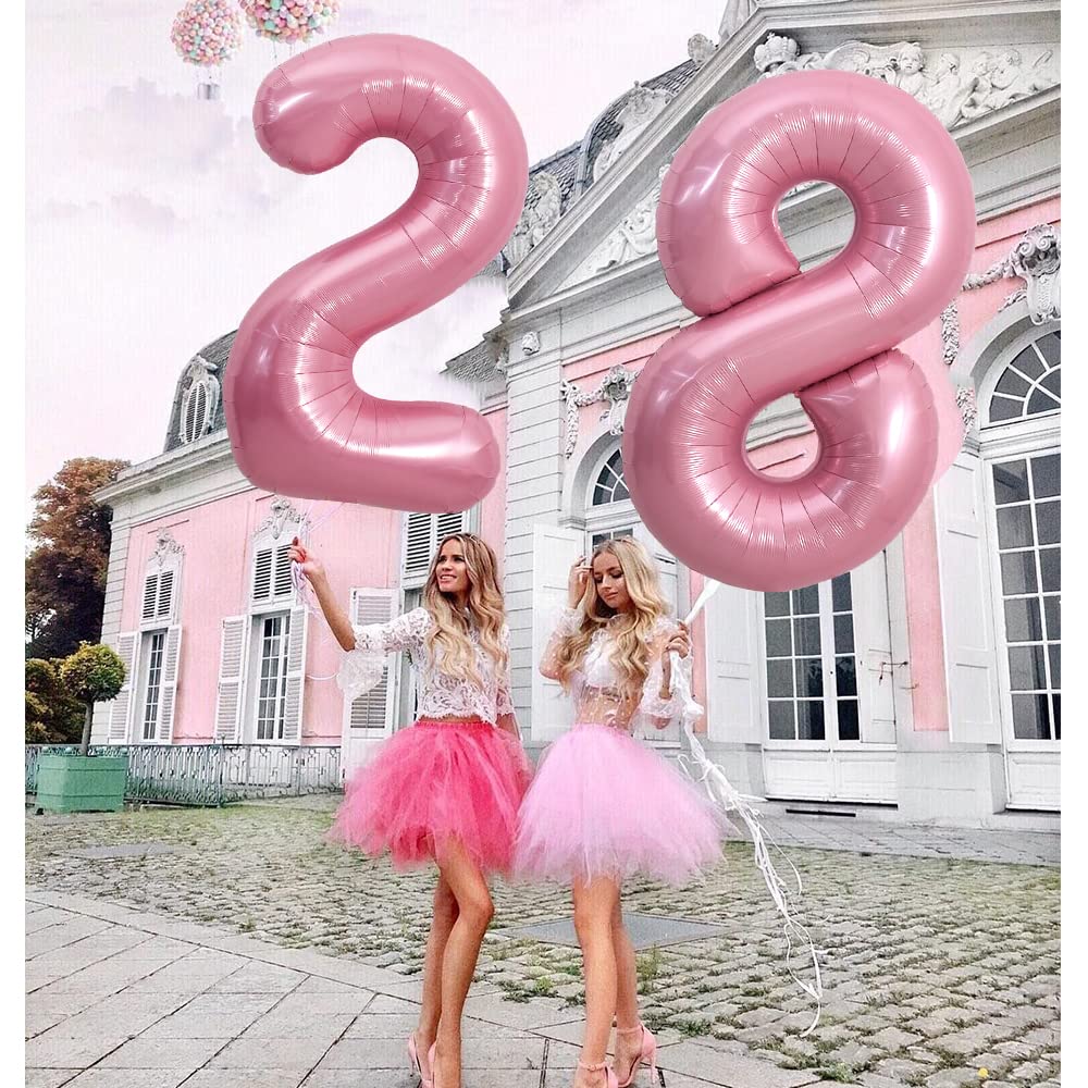 Toniful 40 Inch Light Pink Large Numbers Balloons 0-9, Number 8 Digital 8 Helium Balloons, Pink Foil Mylar Big Number Pastel Bal