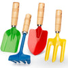 Metal Garden Tool Set with Scoop Leaf Rake Fork Hoe Sand Toy for Kids mature-themeds Toddler Beach Sandbox Shovels Kit Beach Garden Gear Accessories Gift for Outdoor Digging Treasure Hunt(4PCS)