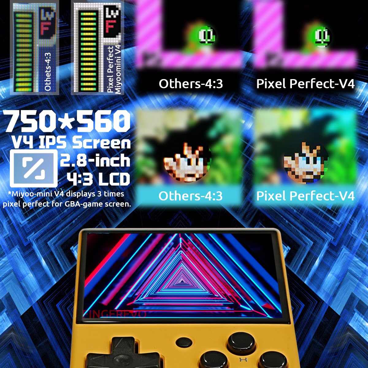 Miyoo Mini V4 Handheld Game Console 2.8-Inch 750*560 Ips Screen 2000Mah Miyoo-Mini V4 With Portable Case Yellow