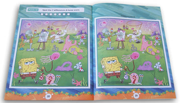 Activity Books Spot The Difference Book Game For Kids - 22 Puzzles With Answer Key (Spongebob Squarepants)