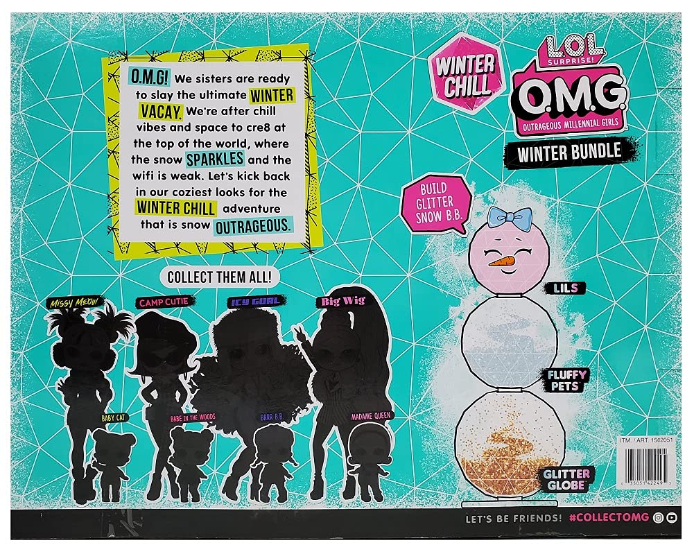 Mga Entertainment Winter Chill L.O.L. O.M.G Surprise Winter Bundle- 1 Icy Girl, 1 Brrr B.B., 1 Lils, 1 Fluffy Pets, 1 Glitter Gl