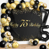 LINGPAR Black 75th Birthday Balloons Set - Cheers to 75 Years Garland Banner Decorations for Men & Women Party Supplies