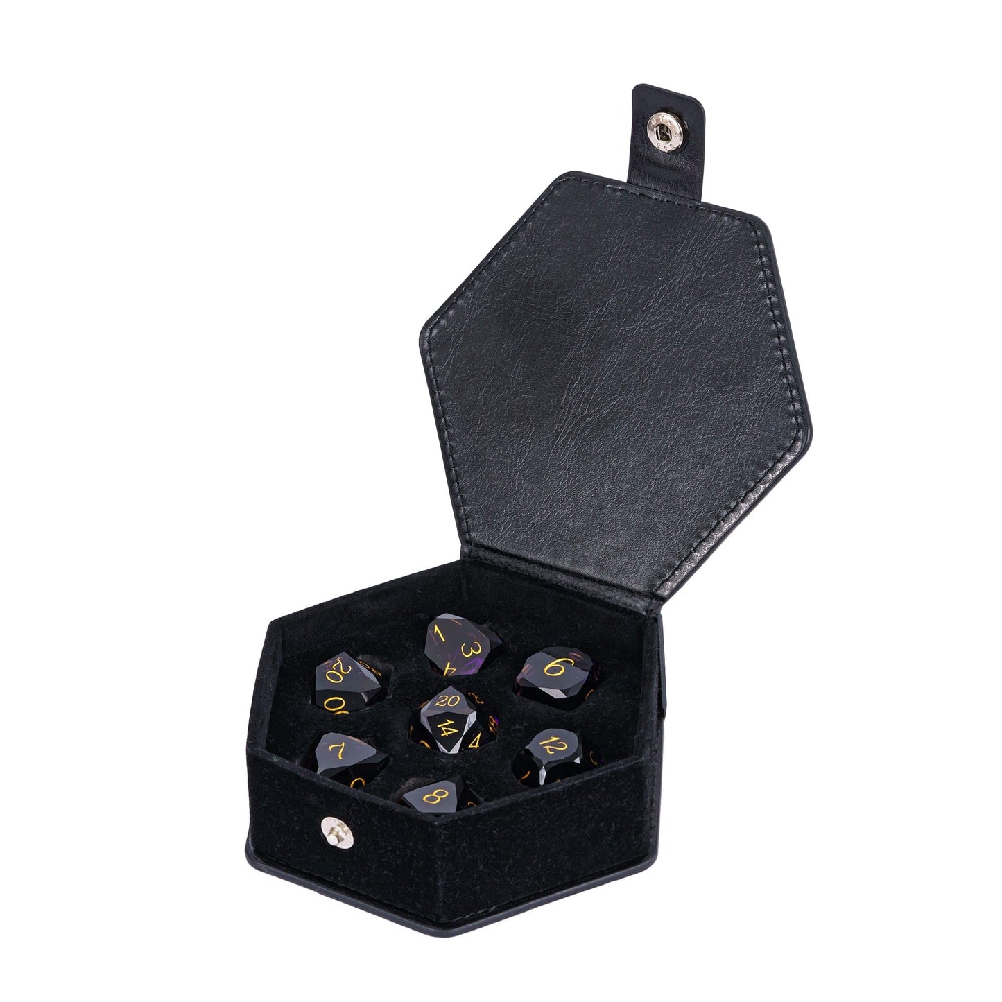 Udixi 7-Piece Glass Dice Set D&D, Multifaceted Diamond-Cut Glass Dnd Dice For Dungeons And Dragons Rpg Tabletop Games (Purple)