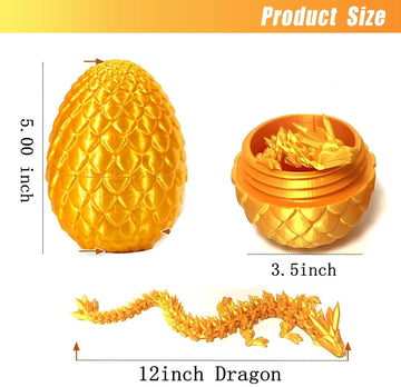 3D Printed Dragon Fidget Toys,12Inch Flexible Dragon Toy 3D Printed Dragon Eggs With Dragon Inside,Easter Egg Fillers,Easter Bas