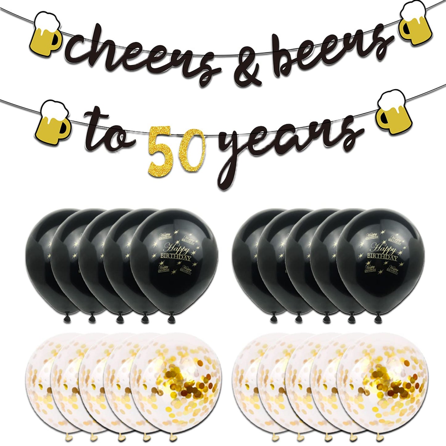50Th Birthday Decorations Men, Happy 50Th Birthday Decorations With 40 Inch Gold 60 Number Balloons, Birthday Banner, Latex Ball