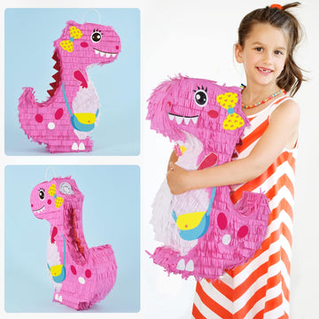 WERNNSAI Dinosaur Piñata - Pink Dino Birthday Party Supplies & Decoration for Kids, Perfect for Party Games & Activities