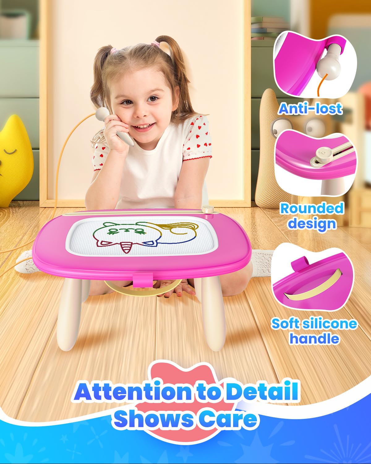 Seimome Magnetic Drawing Board, Toddler Girl Toy For 1-2 Year Old, Doodle Board Pad Learning And Educational Kids Toy For 1 2 3