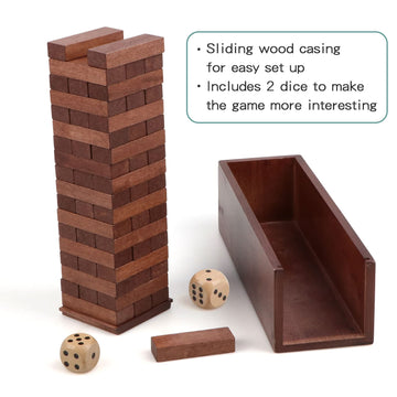 Canuan Wooden Blocks Stacking Games 54PCS Tumbling Tower Game for Kids mature-themed and Families Wooden Stacking Tower Montessori Toys Tabletop Games Party Games with Storage Box