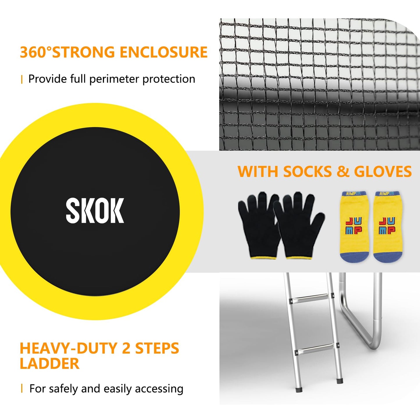 Skok Colorful Trampoline 8Ft Kids Trampolines With Enclosure Net, Trampoline Outdoor For Kids And Adults, With Spring Pad, Jumpi