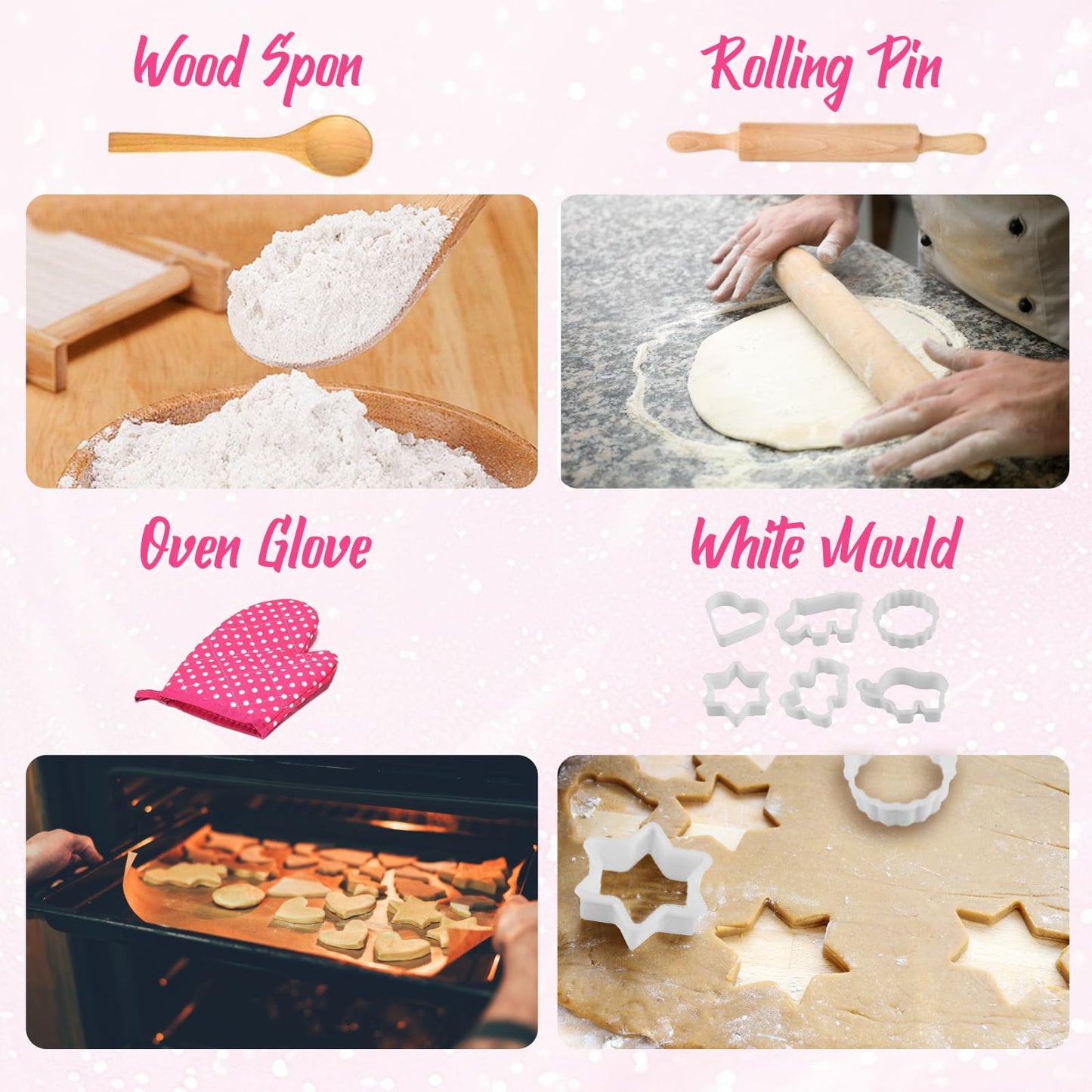 MEIDAYAI Kids Cooking Baking Set , Kids Kitchen Pretend Play Toys, Kids Chef Role Play Costume Set - Chef Hat and Matching Pink
