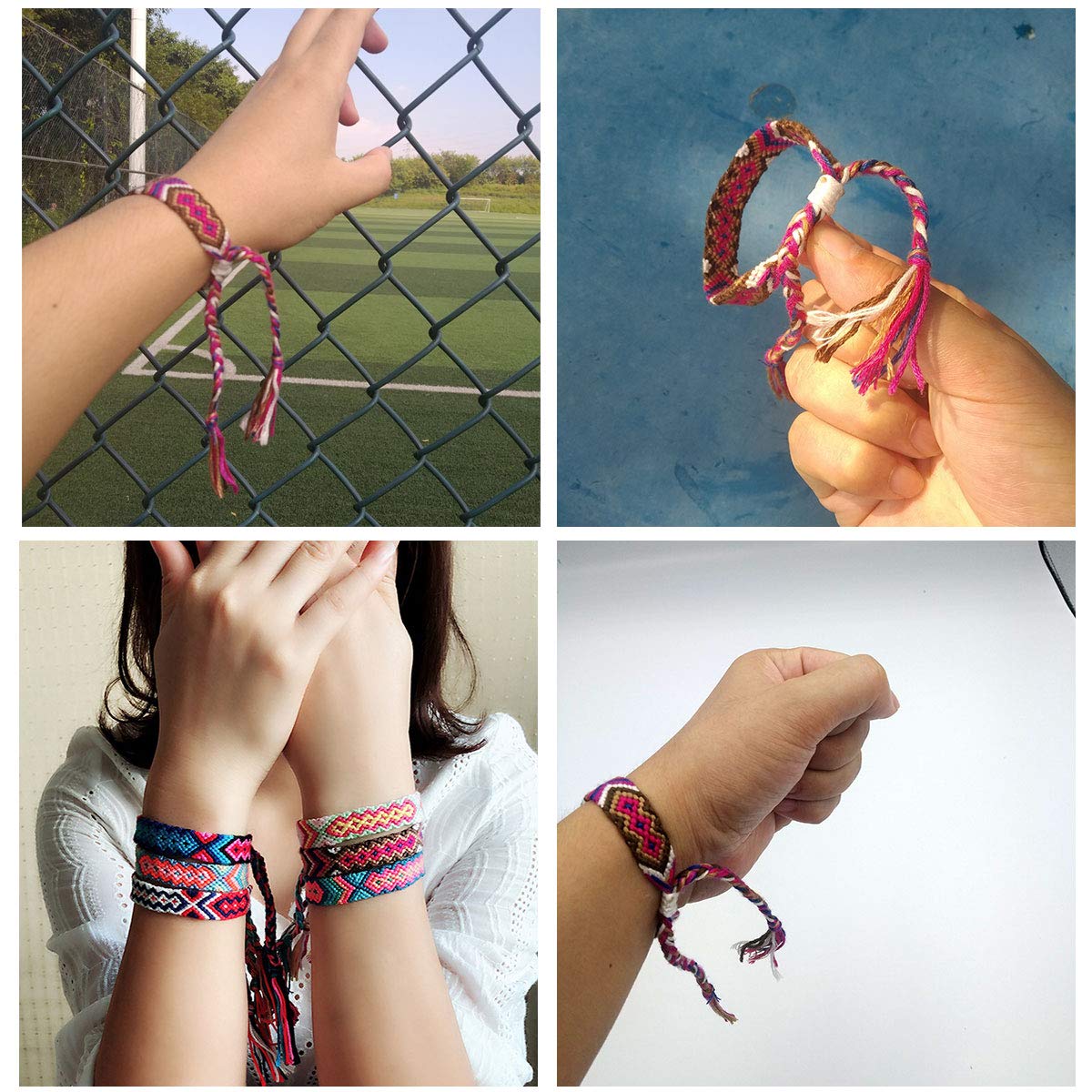 Tangser Nepal Woven Friendship Bracelets with a Sliding Knot Closure for Women, Kids, Girls, VSCO Girl and Men - Adjustable - Mi