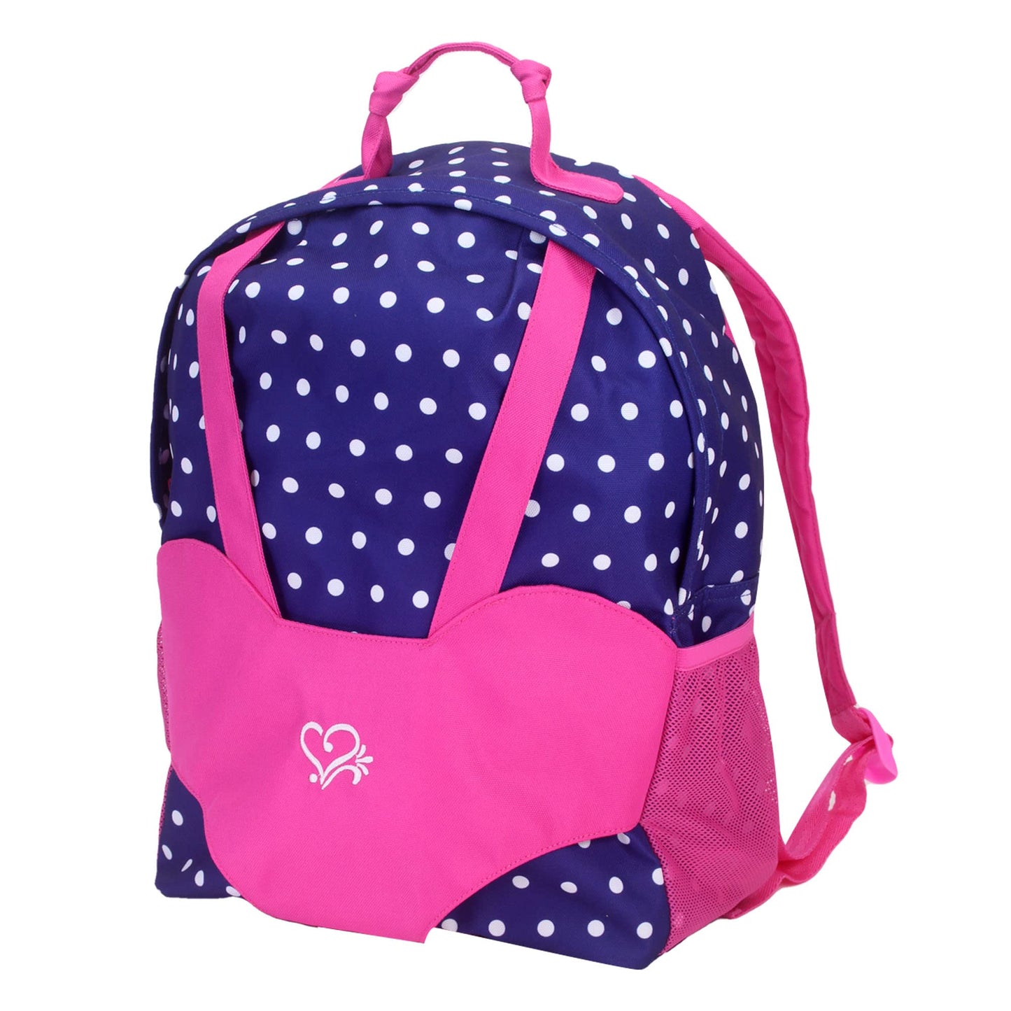 Sophia'S 15' Inch & 18' Inch Doll Accessorrites, Polka Dot Backpack Carrier To Fit & Transport 15'' Inch & 18'' Inch Dolls, Pink/Navy