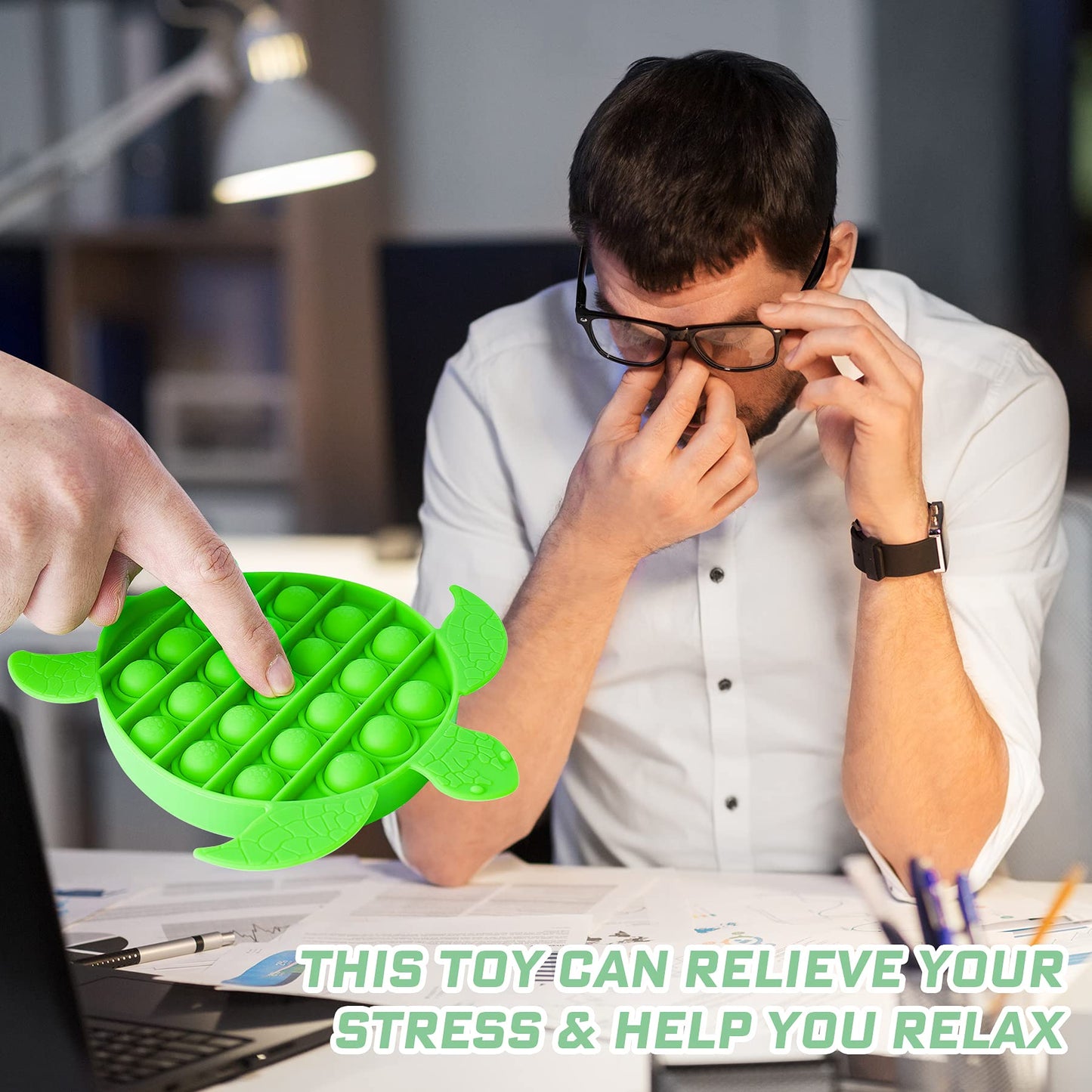 NiHealth Sea Turtle Fidget Toy - Silicone Sensory Popper Game for Kids & Adults, Green, Model NiHealth-0009