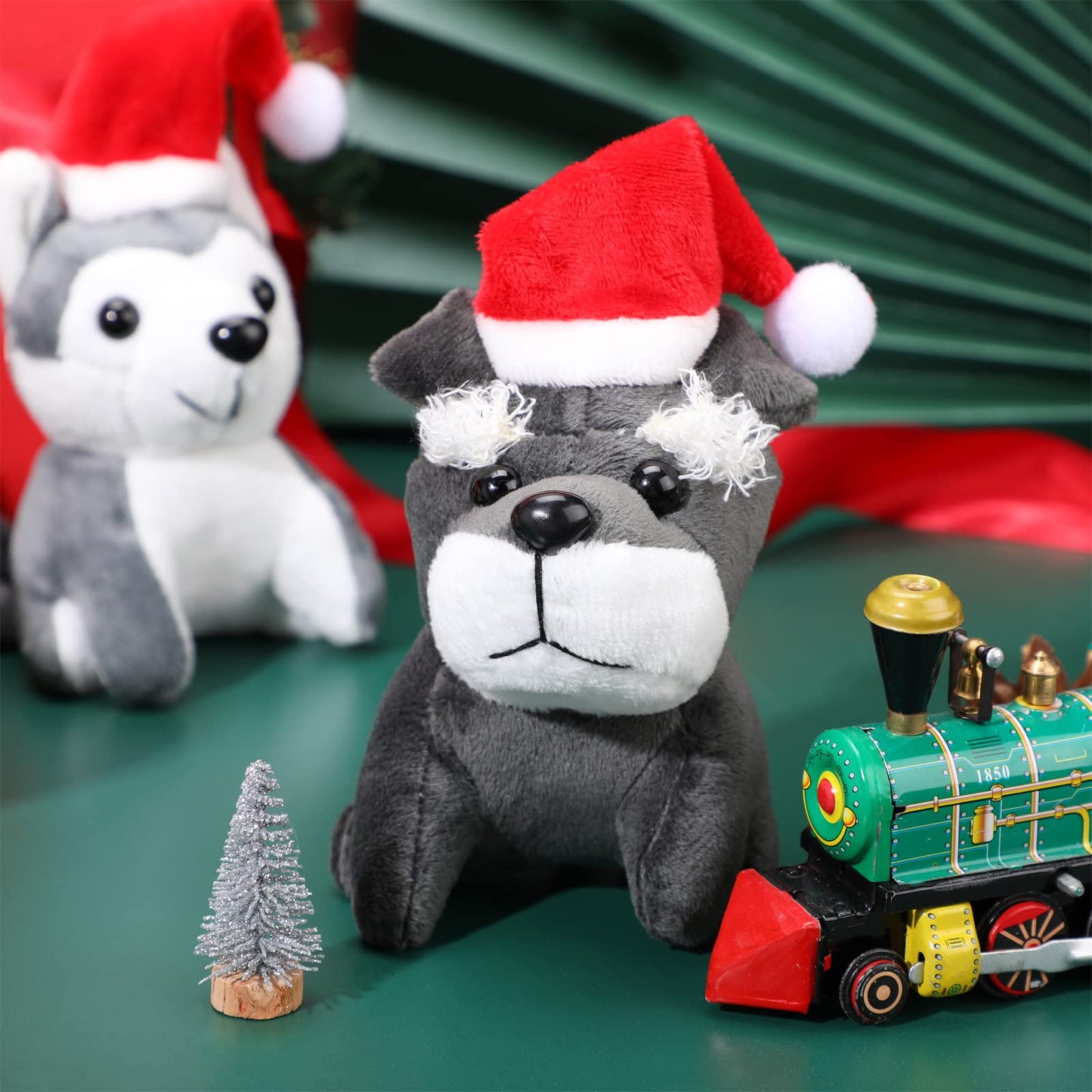 8 Pieces Plush Pets 5 Inch Stuffed Animals Bulk Assorted Cute Stuffed Pet Animal Plush Toys Small Plush Animals For Kids Halloween School Classroom Animal Themed Party Supplies Decors (Santa Style)