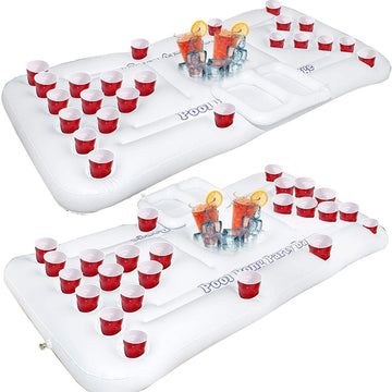 Hourleey 6 Ft Inflatable Pong Game Table For Pool Lounge, Floating Party Barge For Outdoor For Adults Soft Pool Party Toys