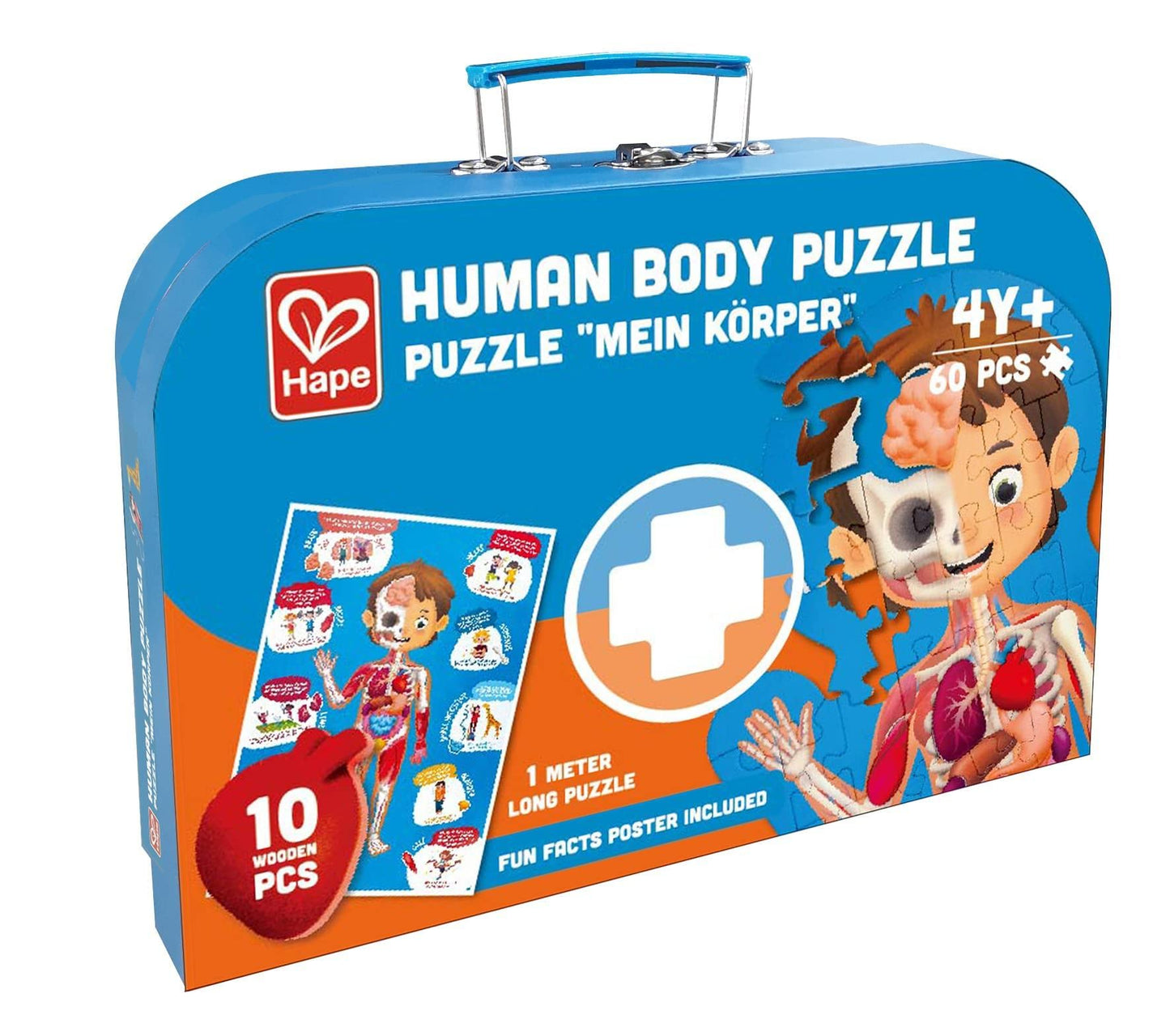 Hape Human Body Puzzle | 60 Oversized Pieces Educational Anatomy Jigsaw, Wooden Organs, For Children 4+ Years