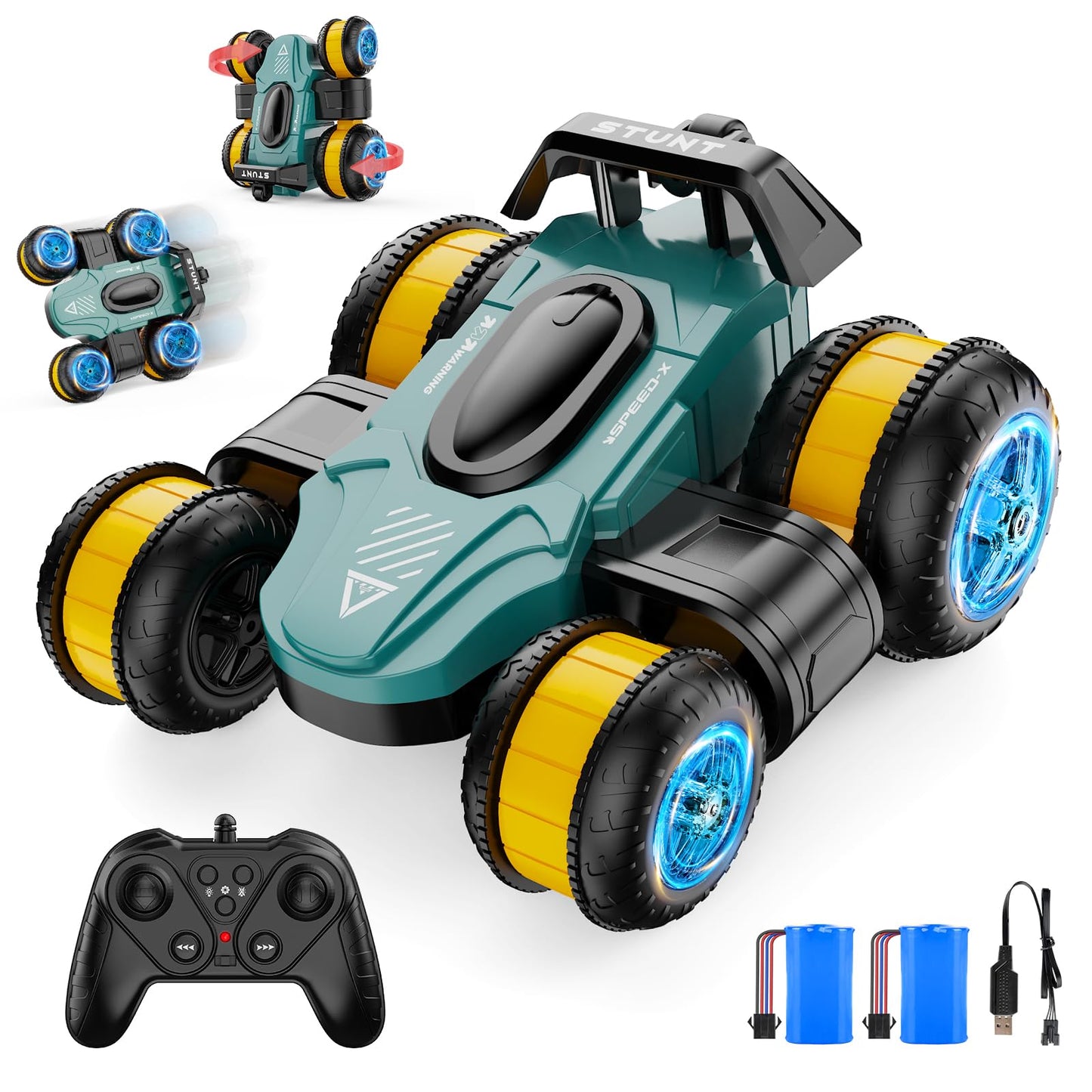 ZSYMIMRC High Speed Drift Remote Control Stunt Deformation Car, Birthday Gifts, for Boys and Girls 3-16 Years Old (Green)