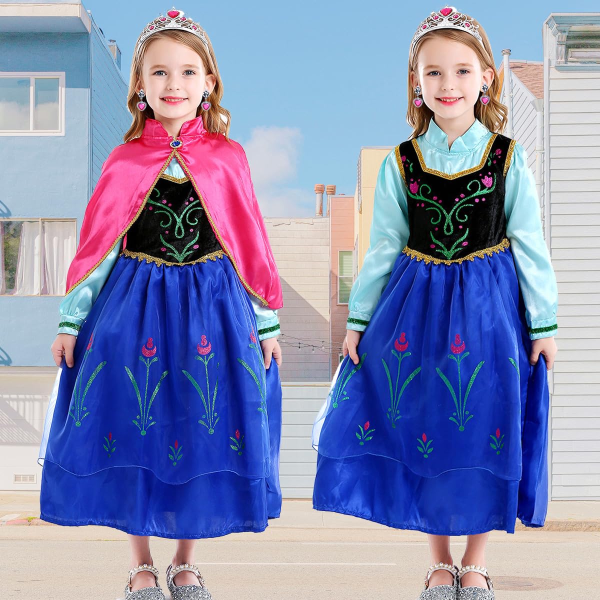 Luzlen Little Girls Princess Dress Halloween Cosplay Costume Kids Birthday Outfits Princess Fancy Dress, 5-6 Years(Label 130)