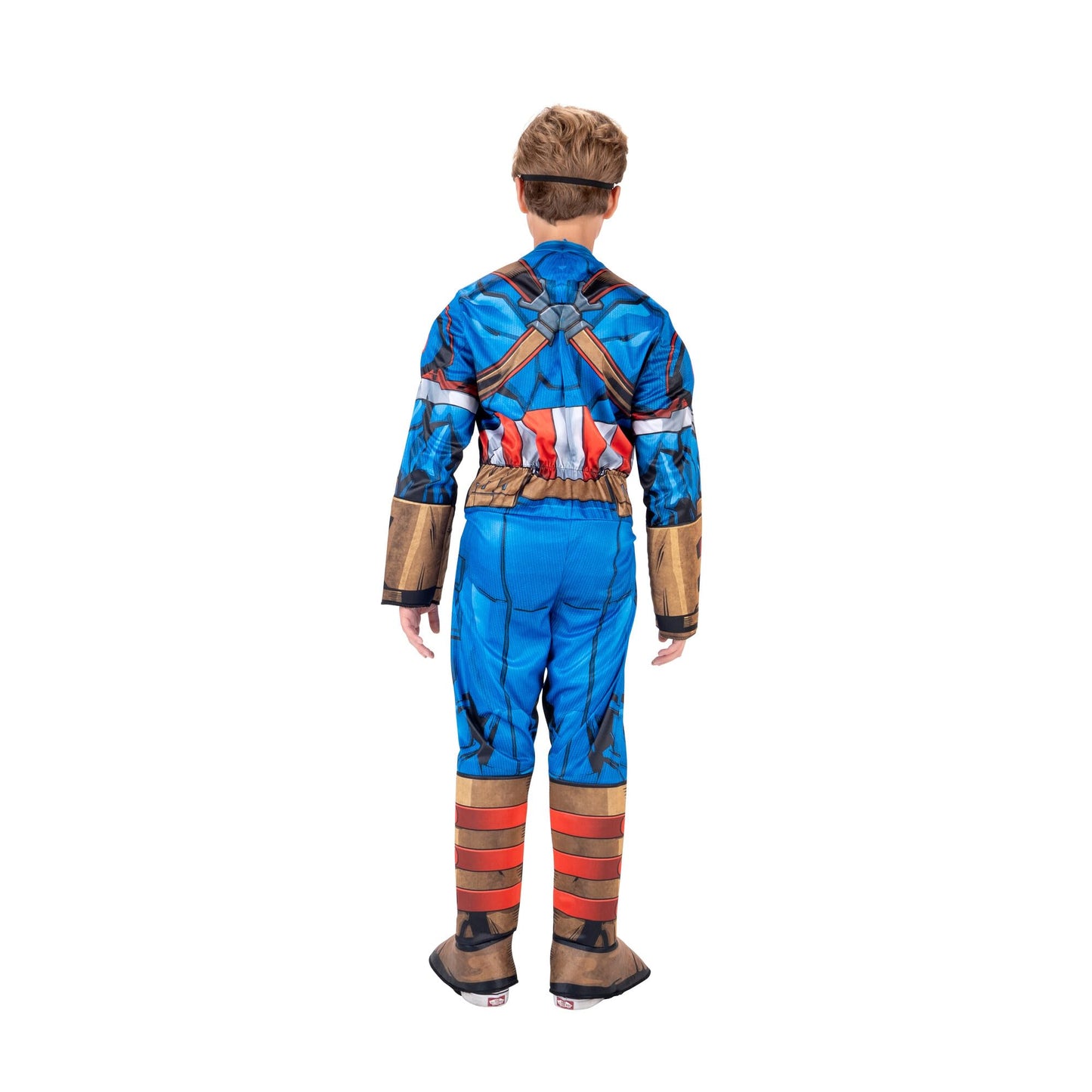 Marvel Captain America Official Youth Halloween Costume - Premium Quality Padded Jumpsuit With Plastic Mask (L) Blue