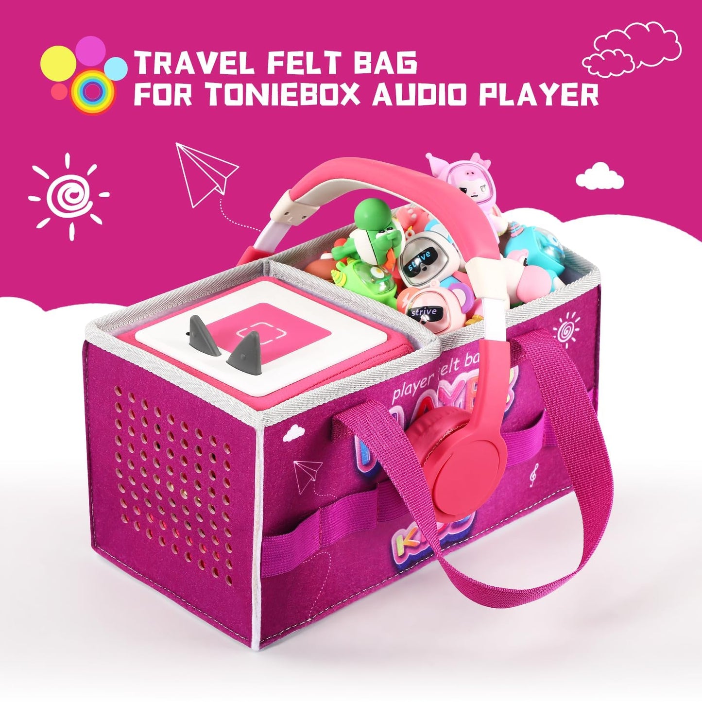 Carrying Case For Tonies Starter Set & Storage Bag For Tonies Figurine, Outdoor Hand Bag For Tonies Audio Player And Dolls Music
