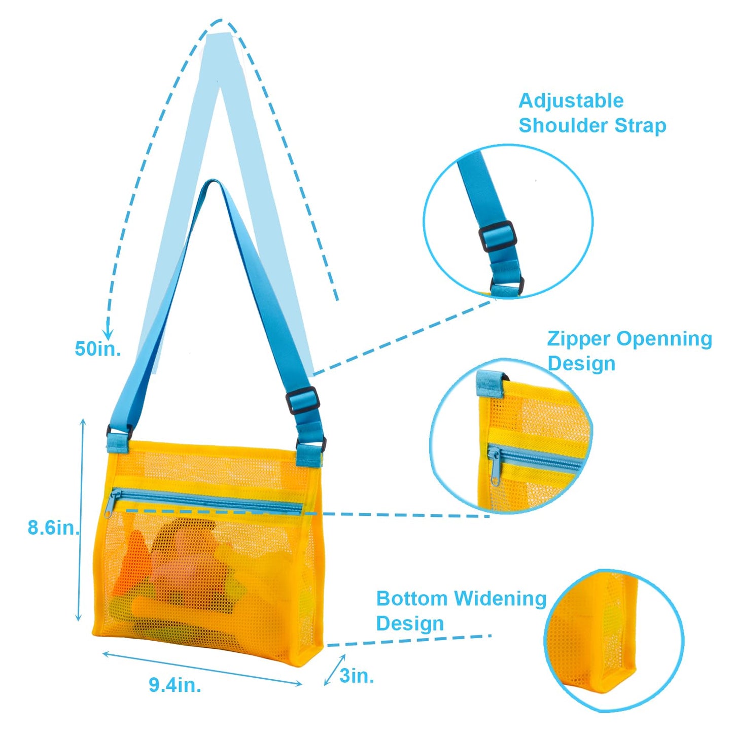 Muyizi Beach Shell Bag For Collecting Shells - Mesh Bag For Kids (Yellow)
