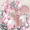 Felice Arts Birthday Baby Shower Balloon Arch Pink And White Different Size Balloons Garland Kit Latex Balloons Silver Chrome Balloons For Wedding Bridal Baby Shower Party Decoration