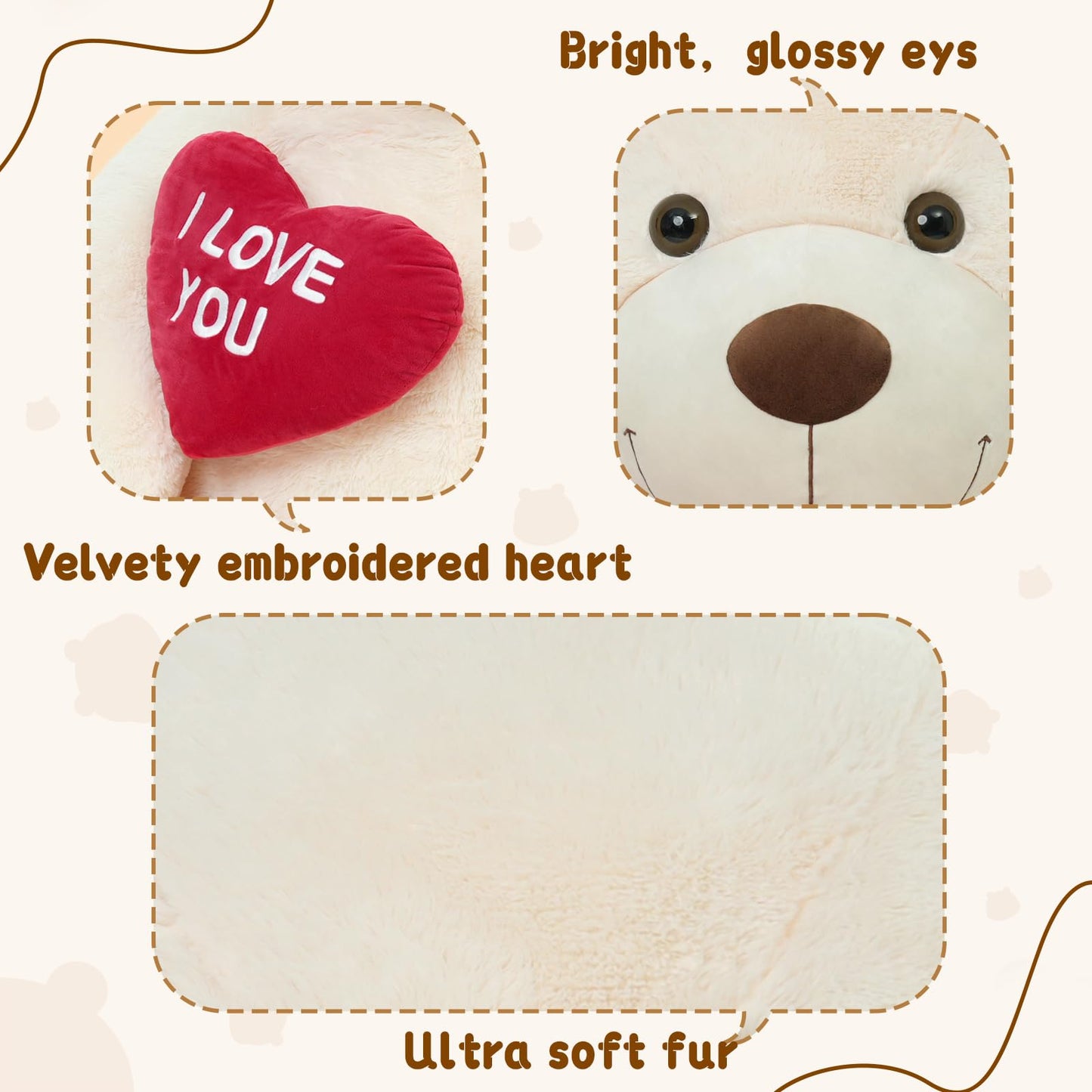 Maogolan Big Teddy Bear 5 Feet Tall For Girlfriend - I Love You Red Heart Giant Teddy Bear Stuffed Animal - Huge Valentines Teddy Bear For Boyfriend,Wife,Lover - Valentine'S, Anniversary, Birthday