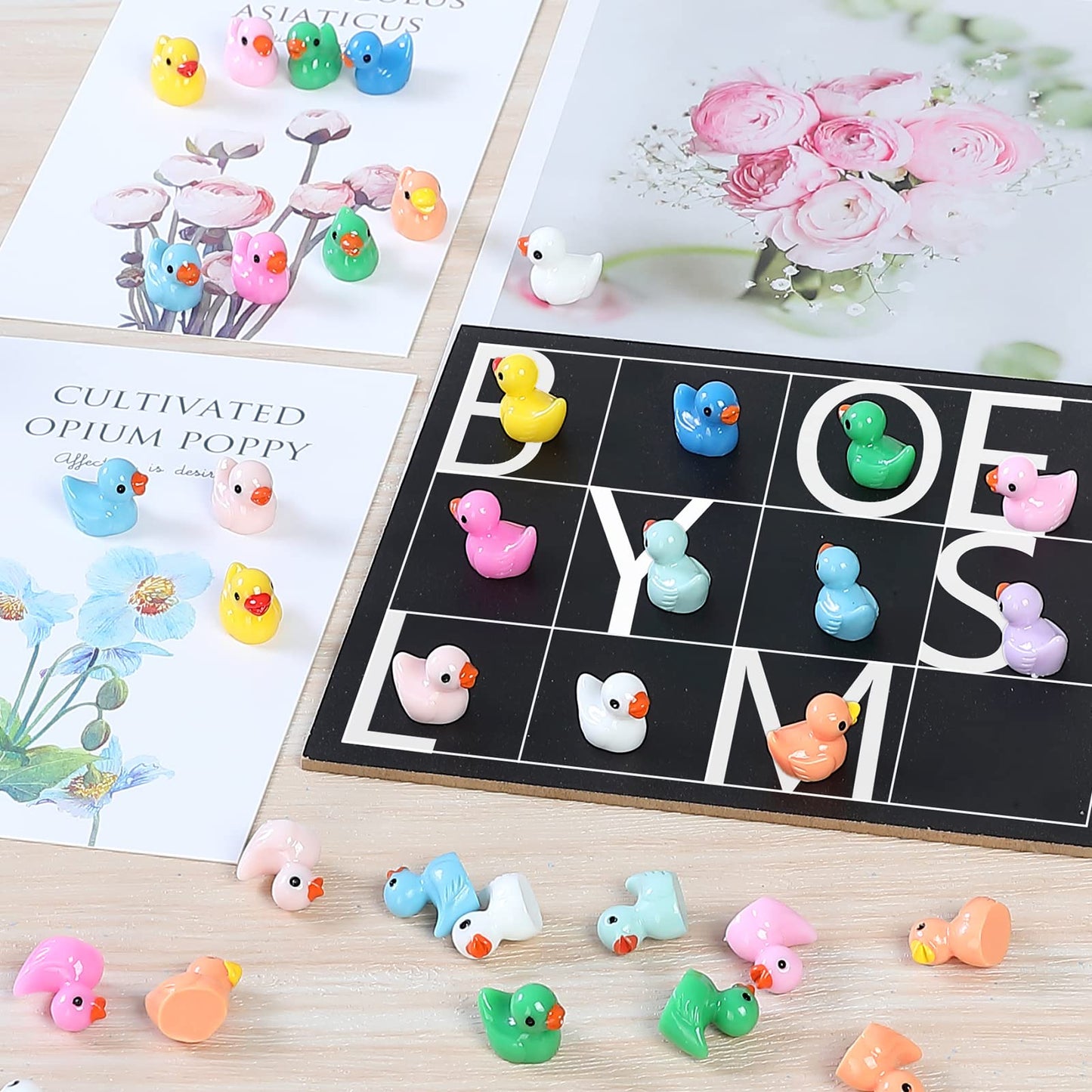 JIUZHU 220 Pcs Mini Resin Duck Birthday Party Miniature Figure Landscape Aquarium DIY Decoration Bonsai Interior Christmas Fairy