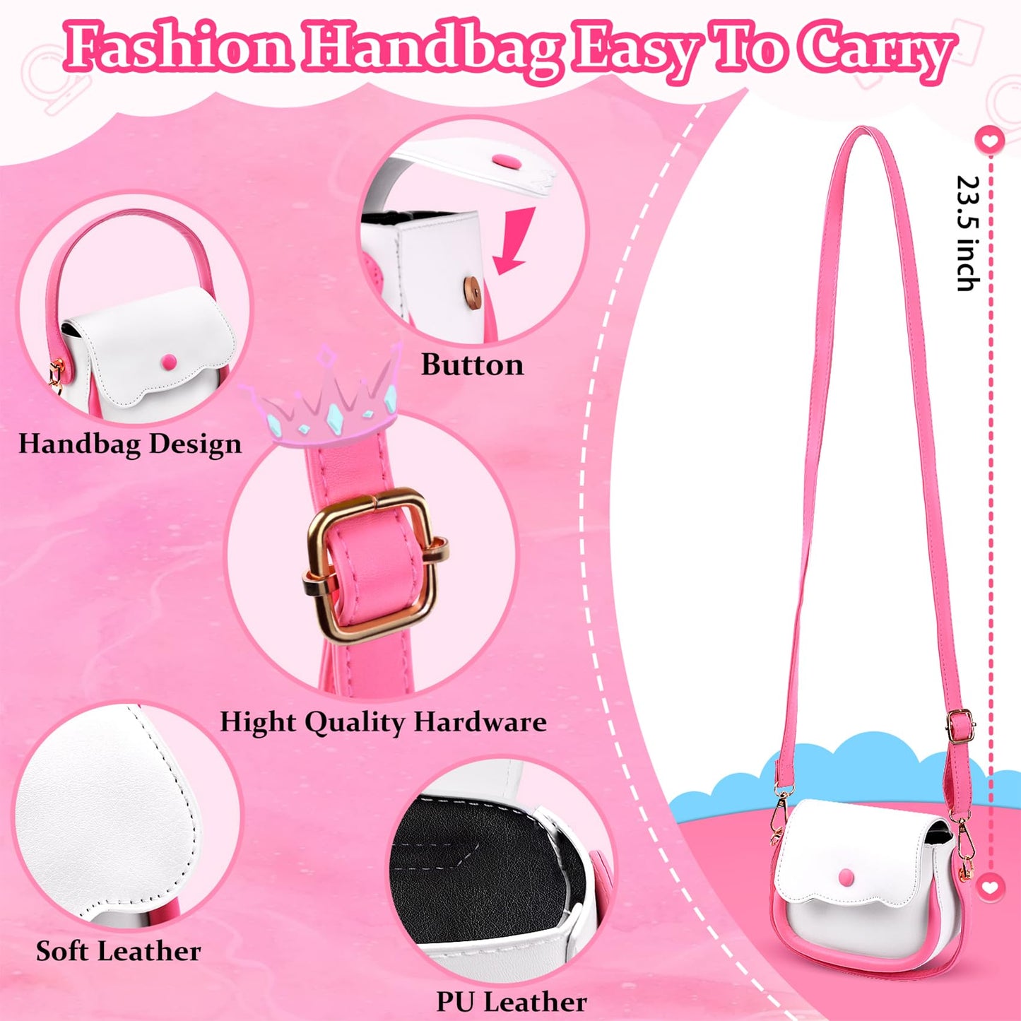 Gjzz Play Purse For Little Girls Toys - Toddler Purse Set Pretend Play Makeup Toys For 3 4 5 6 7 Year Old Girls, Kids Toy Purse