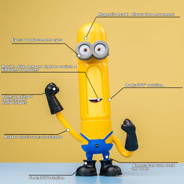 Yolopark Minions Toy Despicable Me 4 Toys, 5.1 Inch Mega Tim Action Figures, Magnetic Head And 360°Rotatable Body With Stretchable Arms Minion Model Kits,Gifts For Kids Ages 8 Years & Older