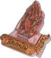 Holy Land Market Praying Hands With Rosary 3-D Colored Ceramic Magnet (7 X 5.5 Cm Or 2.8 X 2.2 Inches)