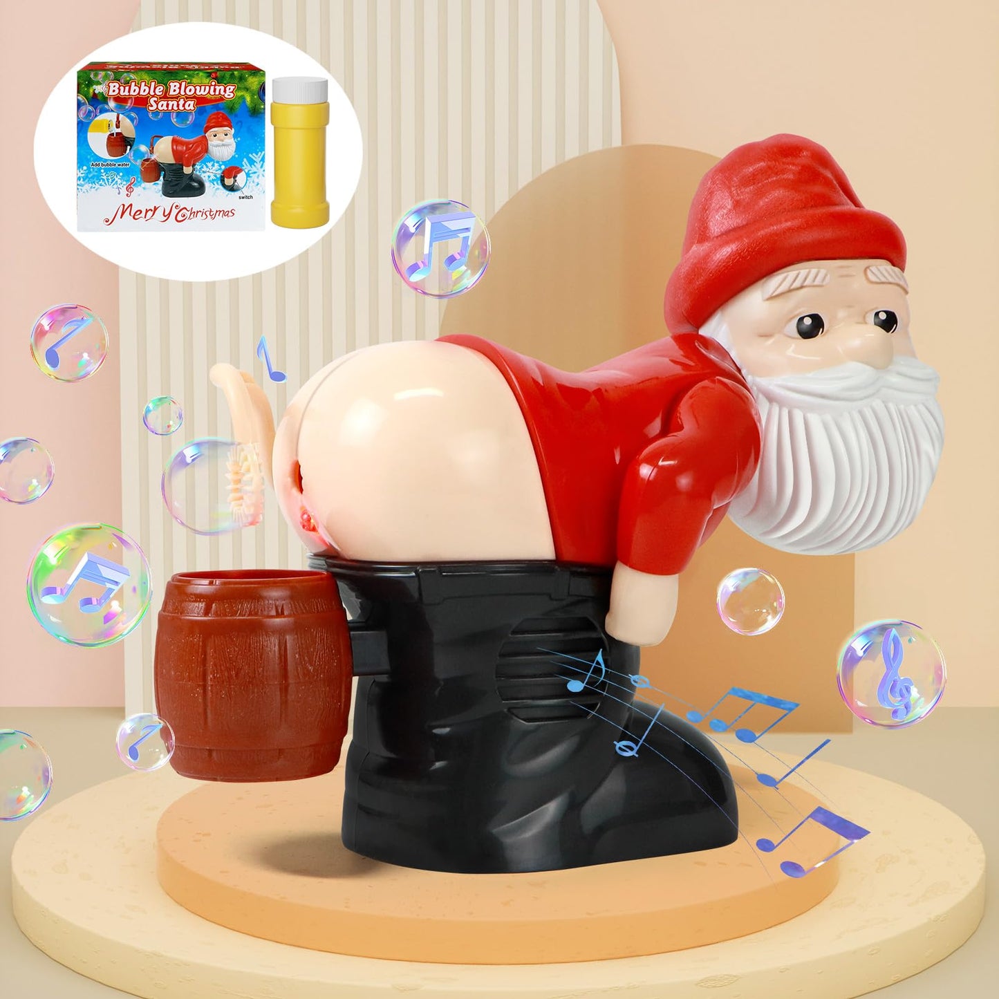 Santa Claus Bubble Butt Machine, Automatic Bubble Blower Machine Santa Claus Toy, Funny Santa Automatic Fart Bubble Machine With Music & Flashing Lights, Bubble Blower For Outdoor & Indoor Activity