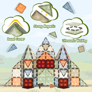 Benoker 3D Magnetic Tiles, Stem Learning And Encourage Imaginative Play Magnetic Blocks, Preschool Puzzle Magnetic Toys With Din