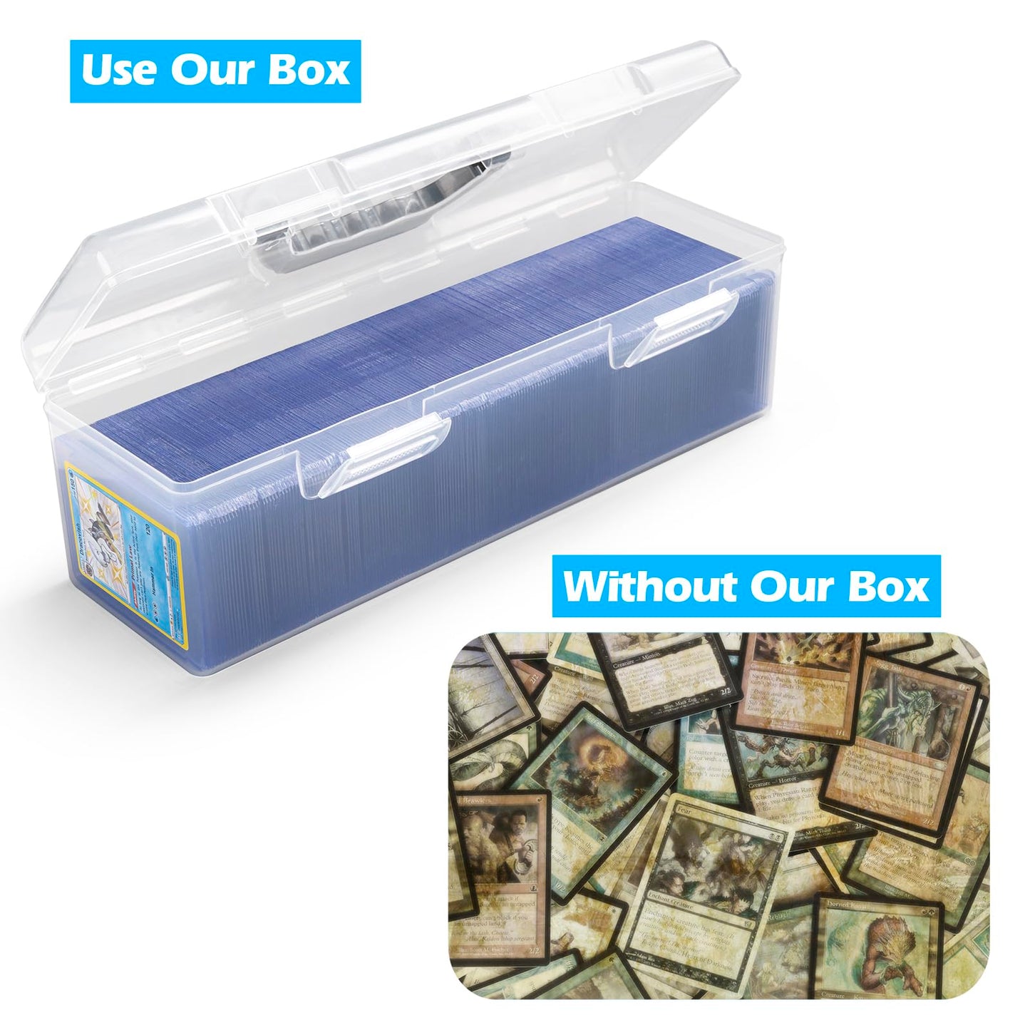 Sunezlgo Storage Box For Toploader, Trading Card Storage Box, Card Storage Box Plastic, Playing Card Case, Large For Toploaders 200 Cards 750, Fit For Toploader And Standard Card