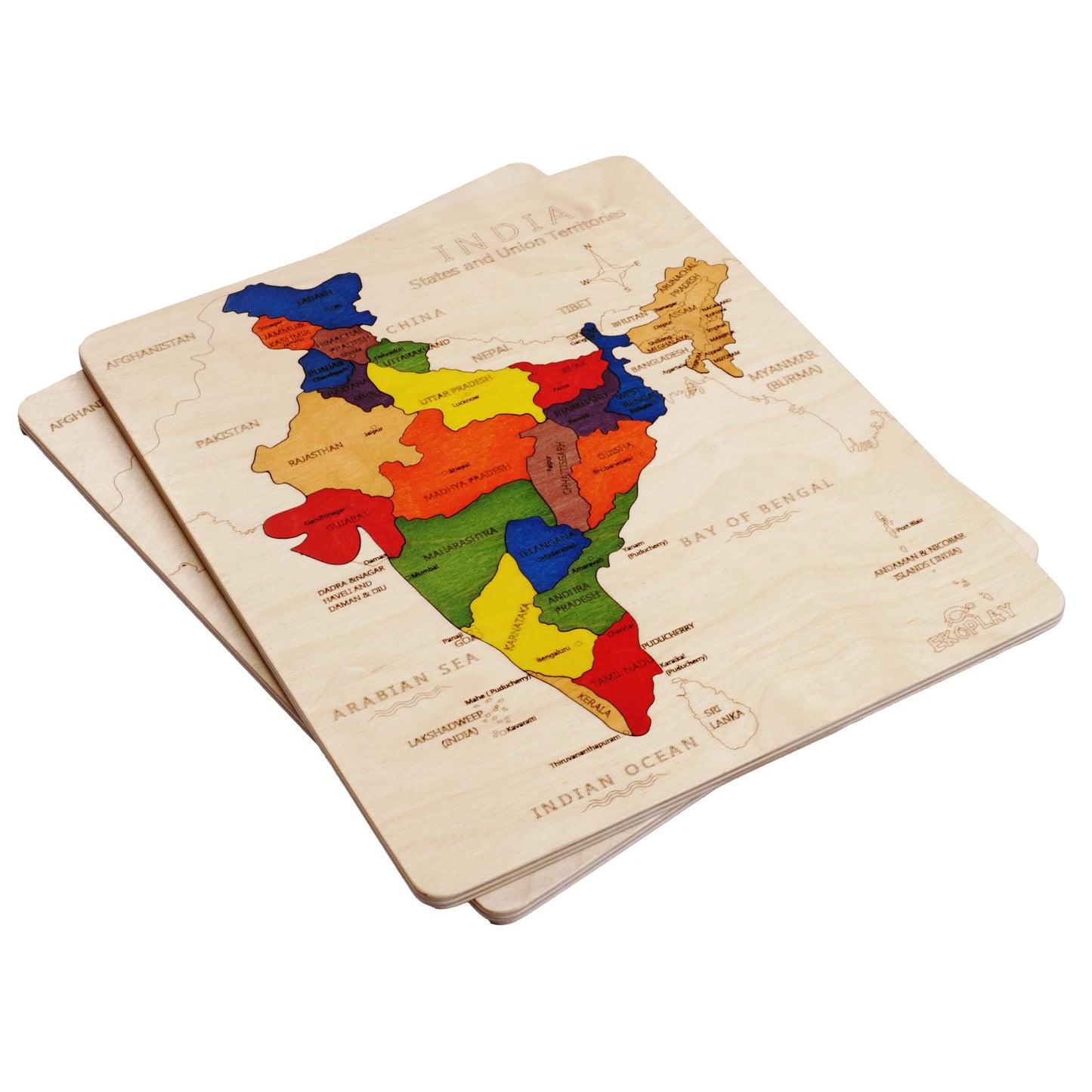 Wooden India Map Jigsaw Puzzle For Kids, 22 Pieces, Learning & Educational Toy Gift For Ages 3+
