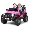 Costzon 2-Seater Ride On Truck, 12V Battery Powered Electric Vehicle Toy W/Remote Control, 3 Speed, Led Lights, Mp3, Horn, Music, 2 Doors Open, Spring Suspension, Ride On Car For Kids (Pink)