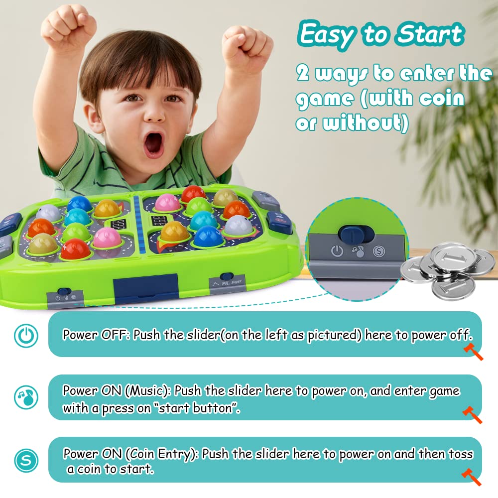 Whack Mole Game For Toddler, Toys For 3-12 Year Old Boys And Girls, Whack Mole Toys For Kid,Gifts For 3 4 5 6+ Year Old Boys, Interactive Educational Toys With Sound And Light, Pk Mode With 2 Hammers