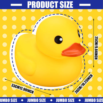 Leitee Jumbo Giant Duck - Large Rubber Duck, 13 Inch, Yellow, Gender Reveal Party, Bath Toy For Baby Shower & Birthday Party Favors