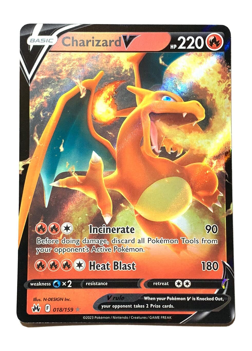 Pokemon Charizard V Ultra Rare Card - Crown Zenith - Texture Full Art - Collectible Trading Card