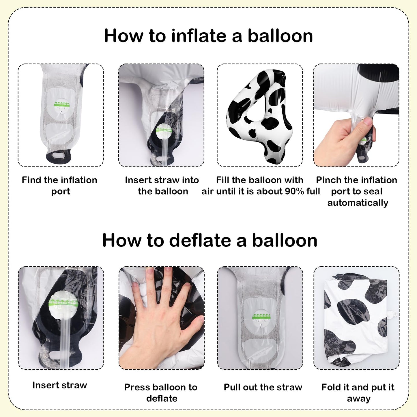 Lebery Cow Print Number Balloon 40 Inch Cow Print Number 4 Balloon Cowgirl Theme Number Balloon For 4Th Birthday Party Cow Balloons Black White Number 4 Foil Balloon For Farm Barn Animal Decor